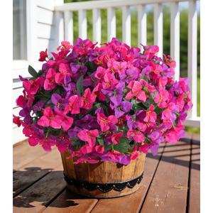Artificial Bougainvillea Flowers for Outdoors Spring Plants Decor, 4 Bundles Faux Flowers for Outdoor Planters Silk UV Resistant Realistic for Outside for Porch Patio Window Planter Garden Home