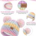 Kids Winter Hat Scarf Gloves Set, Toddler Girl Boy 8% Wool Fleece Lined Pom Beanie Knit Neck Mittens Children Christmas Gifts