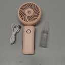 Portable Handheld Misting Fan, 4000mAh USB Rechargeable Personal Mister Foldable Fan Battery Operated Spray Water Mist Fan Makeup Small Face Steamer for Travel Outdoors Office Pink