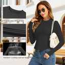 Women Thermal Shirts, Base Layer Long Sleeve Workout Tops Winter Warm Fleece Lined Underwearshirt for Skiing Running (Black, XXL)