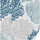 Nautical Blue Coral Hand Towels for Bathroom Set of 2 Coastal Teal Beige Coral Soft Absorbent Ocean Theme Kitchen Dish Towels Decorative Bathroom Towels for Face,Hair,Guest,Gym,Spa 14"x28