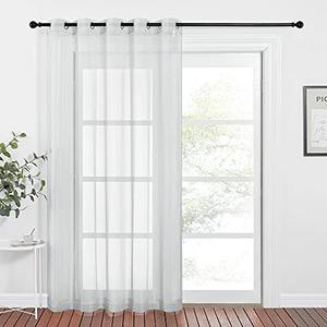 NICETOWN Bedroom Sheer Curtains Light Gray with Casual Style, Grommet Top Lightweight Voile Textured Window Curtains Light and Airy Drapes for Porch/Living Room, 70" W x 84" L, 1 Panel