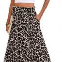 Askyes Womens Maxi Skirt Summer Tie Knot Elastic High Waisted Boho Casual Beach Flowy Swing Long Skirts with Pockets 3XL
