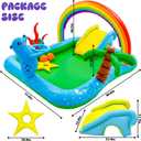 Inflatable Play Center Pool with Water Slide, 90.6 X 77.6in Rainbow Sprinkler Arch & Seal Design Kiddie Pool for Kid's Summer Backyard Splash Toy with Slide, Sprinkler & Play Area