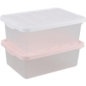 Yubine Plastic Bin with Lid, Latching Tote 