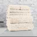 6PC Jacquard Towel Set - 500GSM 100% Cotton Bathroom Accessories - 2 Bath Sheets, 2 Hand Towels and 2 Wash Cloths - Soft and Absorbent Bathroom Set for Shower, Gym, Dorm and Spa by Lavish Home (Cream)