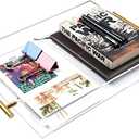 Clear Acrylic Serving Tray with Golden Handles 12"x16", Huge Capacity Sturdy Acrylic Tray for Coffee, Juice, Kitchen and Desk Organizer, Storage Tray