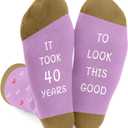 40th Birthday Gifts for Women Unique Mom Grandma Sister Best Friend Wife Teacher Girlfriend Mother 40th Birthday Gifts for Women 40 Year Old Female Her Friendship Novelty Socks (Purple), One Size