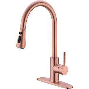 Delle Rosa Copper Rose Gold Kitchen Faucet, Deck Mount, 304 Stainless Steel, Single Handle, 3-Way Spray Setting, Easy Installation