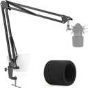 MXL 770 990 Microphone Stand with Pop Filter - Mic Suspension Boom Scissor Arm Stand with Foam Windscreen for MXL Mics 990 770 by YOUSHARES