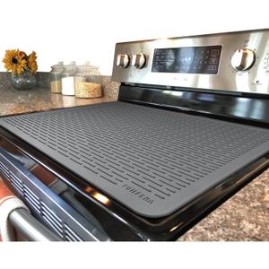 YUHFERA Stove Top Cover for Electric Stove - Silicone Stove Mat for Glass Top, Glass Cooktop Protector, XL Dish Drying Mats For Kitchen,Oven Covers for Electric Stove (Gray,30 x 21)