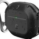 Keybudz for Waterproof AirPods 4 Case with Lock - IP68 Waterproof and Dust Proof, Shockproof Protector, Heavy Duty Rugged Protection, Drop Proof Hard Cover for AirPods 4th Gen (Carbon Black)