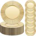 Yaomiao 50 Pcs 13 Inch Gold Charger Plates Bulk Plastic Plates Chargers Round Dinner Chargers for Wedding Party Table Setting Bridal Shower Event Decor (Light Gold)