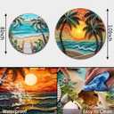 Tucocoo Abstract Beach Electric Stove Burner Covers, Set of 4 Round Stove Burner Covers, 8Inches and 10Inches, Gas Stove Burner Covers, Metal Stove Burner Cover, Palm Tree Sunset Cooktop Decorative