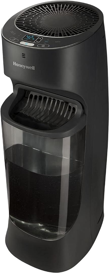 Honeywell Top Fill Tower Humidifier, Digital Humidistat, Black  Cool Mist Humidifier for Bedroom, Home or Office with Space Saving Tower Design