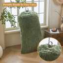 XeGe Fluffy Kids Stuffed Animal Storage Bean Bag Cover (No Filler), Moss Fuzzy Faux Fur Beanbag Organizer with Handle Teens Girls Adults, Shaggy Furry Plush Toys Holder Floor Lounger Chair, Sage Green