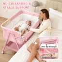 Bedside Bassinet for Baby, Easy to Assemble Portable Bassinet for Newborn with Storage Basket, Lockable Wheels & Soft Mattress, Adjustable Height Baby Bassinets Bedside SleeperPink, Crib