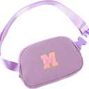 Initial Letter Patch Belt Bag Fanny Pack Crossbody Bag for Girls, Birthday Gifts for 4 5 6 7 8 9 10 11 12 13 Year Old Girls,Easter Purse Gifts for Teens Kids (Purple-M)