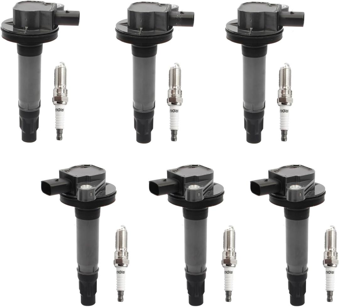 Ignition Coils Pack and Spark Plugs UF595 UF553 DG520 Compatible with 2011-2016 F-150 2011-2017 Explorer 2008-2016 Taurus 2007-2016 Edge 2007-2016 MKS MKT MKZ MKX 2008-2009 Sable 3.5L 3.7L V6,Set of 6