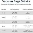 Amazon Basics Vacuum Storage Bags for Clothes, Space Saving Compression Storage Bags with Hand Pump, Heavy Duty, Stackable, Jumbo Size, Clear, 6-Pack