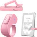 Page Turner Ring for Kindle, Remote Control for iPhone iPad Android Tablets E-Readers, Clicker Page Turner for Kindle Accessories for Camera Video Record & Shutter Selfie (Pink)