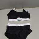 Womens High Waisted Bikini Sets Sporty Crop Top Color Block Swimwear Bandeau Scoop Neck Vintage Two Piece Bathing Suits (Small, Black)