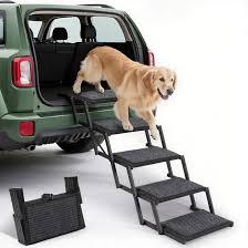 Dog Steps for Car, Truck and SUV  Foldable Pet Stairs for Large Dogs with NonSlip Rug Surface, Lightweight Dog Ramp Holds Up to 250lbs, 5 Steps (Black Metal Fram, 5 Steps)