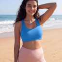 RUNNING GIRL Sports Bras for Women,Padded Sports Bra Tank Top Sexy Crisscross Back High Impact Longline Workout Yoga Bra (Blue, M)