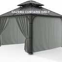 Gazebo Curtains Outdoor Waterproof with Zipper, 4-Panel, Grey, 120"W x 120"L