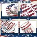 250 Pcs 250th Anniversary 4th of July Party Supplies for 50 Guests Vintage Patriotic Plates Napkins Cups Forks Red White Blue 4th of July Disposable Tableware for Independence Day Party Decor