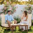 6 Inch Thick Outdoor Deep Seat Cushions for Outdoor Furniture Waterproof Patio Seat Cushions with Removable Cover and Adjustable Ties, 24x24x6 Inches Outdoor Chair Cushion, Khaki, 1 Pack-24x24x6.0 inches