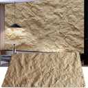 KASARO 3D Faux Stone Wall Panels, 4 PCS PU Wainscoting Panel for Interior Wall Decor, Cement Texture Thicker Accent for Home, Office, 43.3 23.6 inch, Golden Hemp