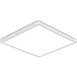 12 Inch Square Flush Mount LED Ceiling Light Fixture, 6500K Daylight White Light LED Ceiling Lamp, Slim Flat Panel Lighting Fixture for Laundry Room, Bedroom, Kitchen, Living Room, Closet