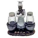 Decorative Salt and Pepper Shakers Set - Resin Skeleton Chef Figurine And Statues - Farmhouse Kitchen DéCor with Glass Spice Jars