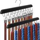 Belt Hanger for Closet, Holds Max 60 Belts, Wooden 20 Hooks Belt Organizer Wardrobe Accessory, 360 Rotatable Belt Storage Hanger Rack Space Saver for Belt, Bra, Tank Top, Tie, Scarf (2)