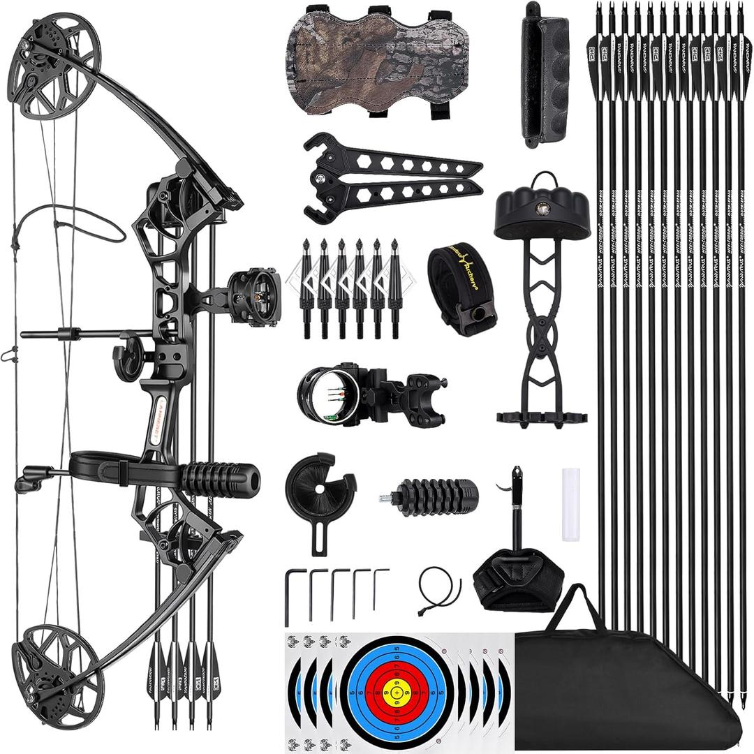Lanneret Compound Bow and Archery Sets - Right Hand Archery Compound Bows 0-70 lbs Draw Weight Adjustable for Adults and Beginners25"-31" Draw Lengthup to IBO 320 fpsArchery Hunting Bow Set