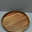 Acacia Wood Round Serving Tray, 13.8" Charcuterie Board with Rim, Decorative Centerpiece for Ottoman, Coffee Table, Couch, Kitchen Island, Round Serving Platter, 1 Pack