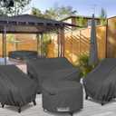ULTCOVER Patio Fire Pit Table Cover Round 44 inch Outdoor Waterproof Fire Bowl Cover, Black