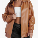 Women's Faux Oversized Leather Jacket, Zip Up Motorcycle Bomber Fall Jackets 2025, Vintage Y2K Tops Winter Coats 2XL