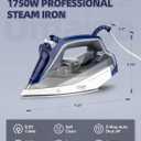 OMAIGA Steam Iron for clothes - 1750W Clothes Iron with Non-Stick Ceramic Soleplate, Powful Steam, 3-Way Auto-Off, Self-Cleaning, Anti-Calc, 13.52oz Water Tank Ironing Clothes for Home