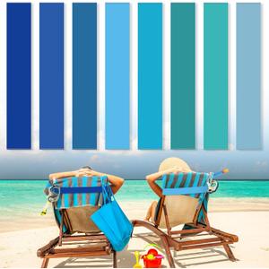 Boao 8 Pack Towel Bands for Beach Chair, Pool & Cruise Essentials, Elastic and Windproof, Towel Chair Clips Lounge Strap Holder, Cruise Ship Accessories (Blue Gradient)