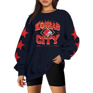MNLYBABY Football Sweatshirt Women Game Day Sweatshirts in My Game day Era 87 Graphic Long Sleeve Tops (Blue, XL)