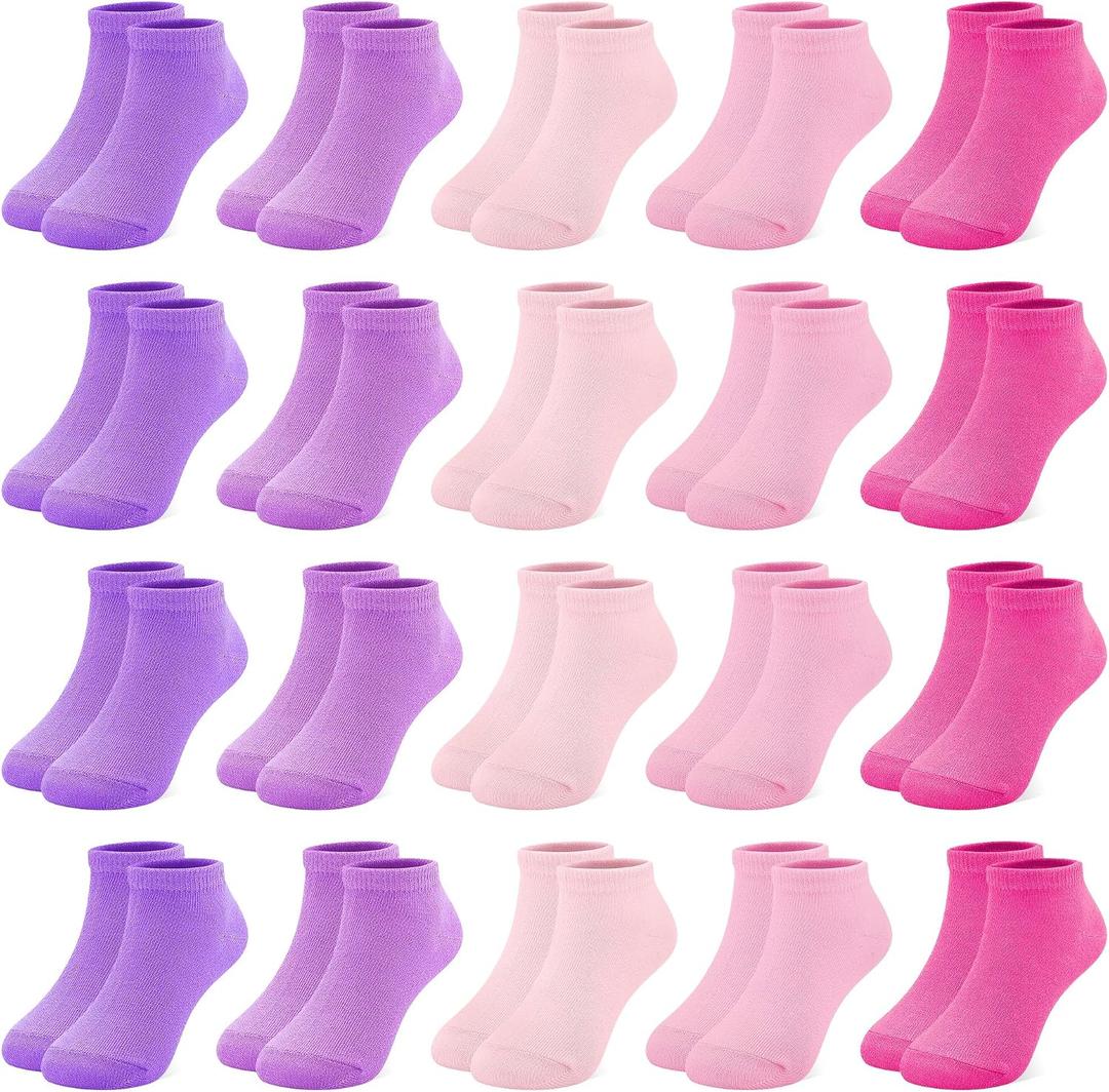 ZERULETS Toddler Girls Socks, 20 Pairs Ankle Low Cut Short Soft Socks for Girls Kids Children Aged 7-10