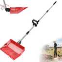 Heavy Duty Chicken Poop Scooper & Rake 2 in 1,Adjustable Angle Handle Chicken Coop Metal Litter Scoop & Sand Sifting Shovel,Pooper Scooper for Dog,Cat,Poultry,Farm Animals,34"-66"