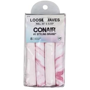 Conair Loose Waves Satin Tube Rollers, Roll, Set & Sleep, Heatless Curls Overnight, 8 Roller