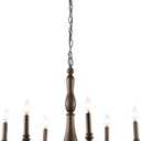 JONATHAN Y JYL7597A Victoria 29" 6-Light Rustic Midcentury Iron LED Chandelier Farmhouse Classic Dining Room Living Room Kitchen Island Foyer Bedroom Lobby, Brown