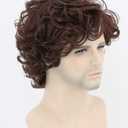 Topcosplay Men Wigs Dark Brown Short Curly Layered Cosplay Halloween Character Costume Man Wig