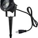 J.LUMI GBS9809 LED Spotlights, 9W 120V Line Voltage, 5000K Daylight, with Metal Ground Stake, Outdoor Flag Light, Landscape Spotlight, Corded Plug, Not Dimmable