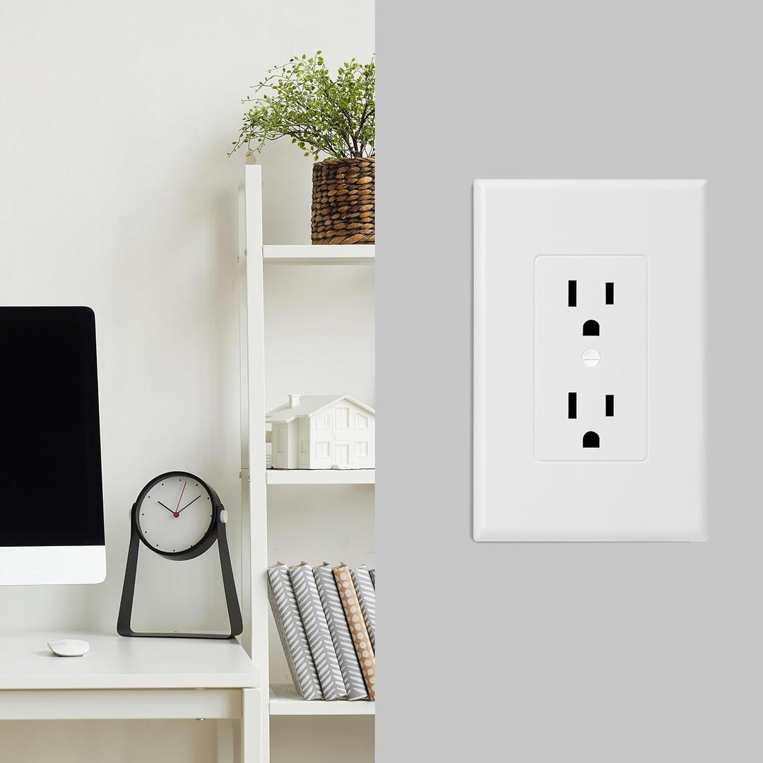  Duplex Wall Outlet Covers - 5 Pack, White Wall Plates
