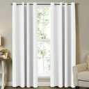 Turquoize White Curtains 108 Inch Length Room Darkening Curtains for Bedroom 2 Panel White Window Curtain Panels, Grommet Top Insulated Drapes for Living Room, 2 Panels, 52W x 108L, Pure White